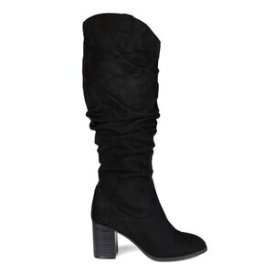 JOURNEE COLLECTION Womens Black Aneil Almond Toe Block Heel Slouch Boot 6.5